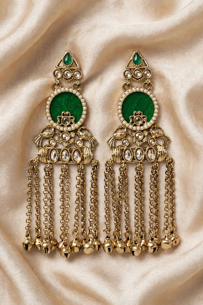 Gold Tassel Earrings with Ghungroo