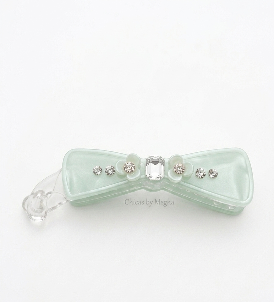 Crystal Bow Banana Clip