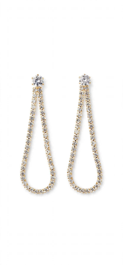 Aura Teardrop Diamond Cascade Earrings - Gold Plated