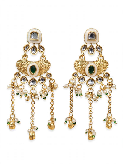 Noor Kundan Chandelier Earrings with Pearl Drops