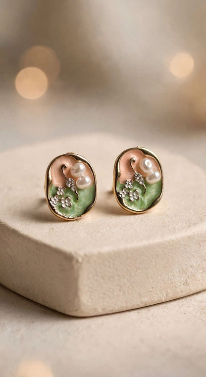 Pastel Butterfly Pearl Stud Earrings