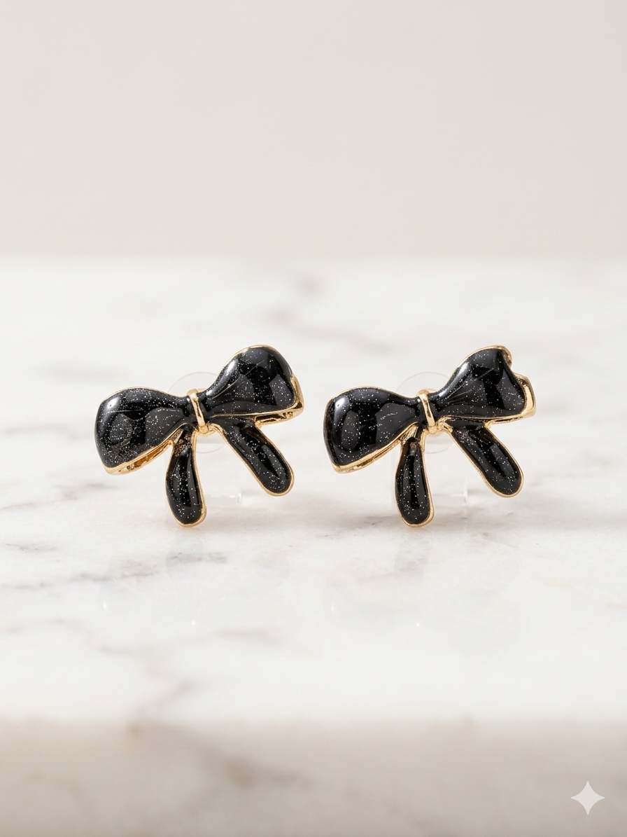 Coquette Enamel Bow Stud Earrings
