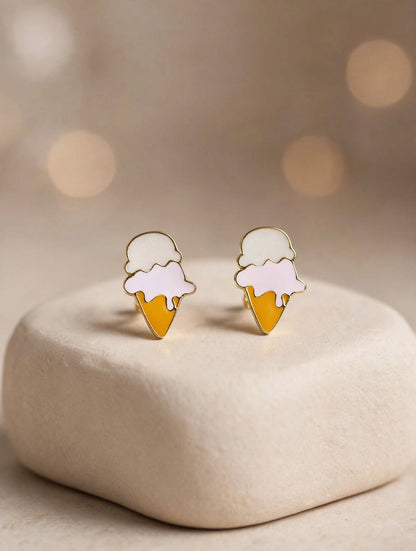 Sweet Scoop - Ice Cream Cone Stud Earrings