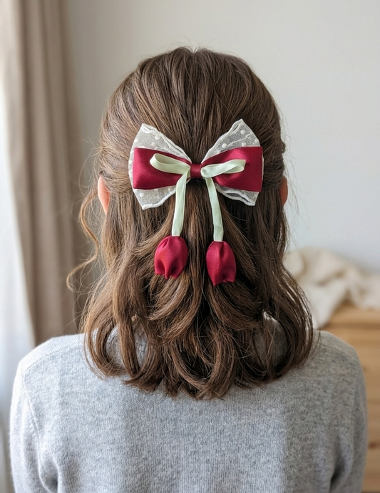 The Lace Tulip Ribbon Hair Bow
