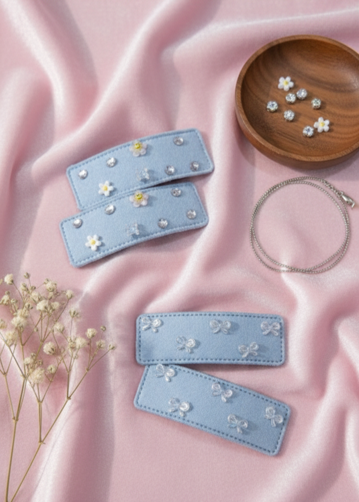 Soft Blue Charm Hair Clip Set