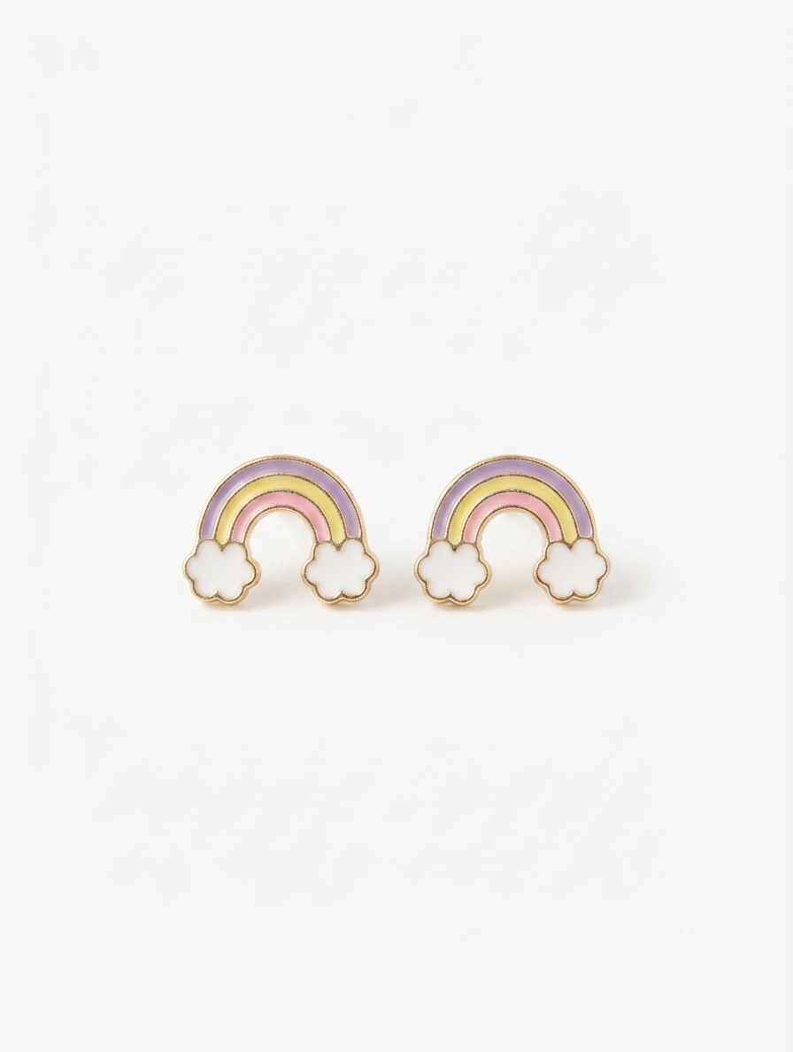 Pastel Rainbow Cloud Stud Earrings