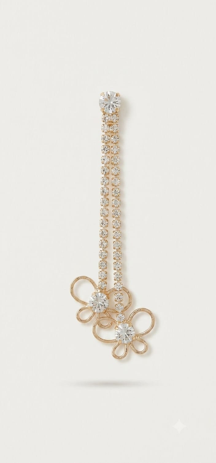 Blossom Double Chain Rhinestone Tassel Earrings