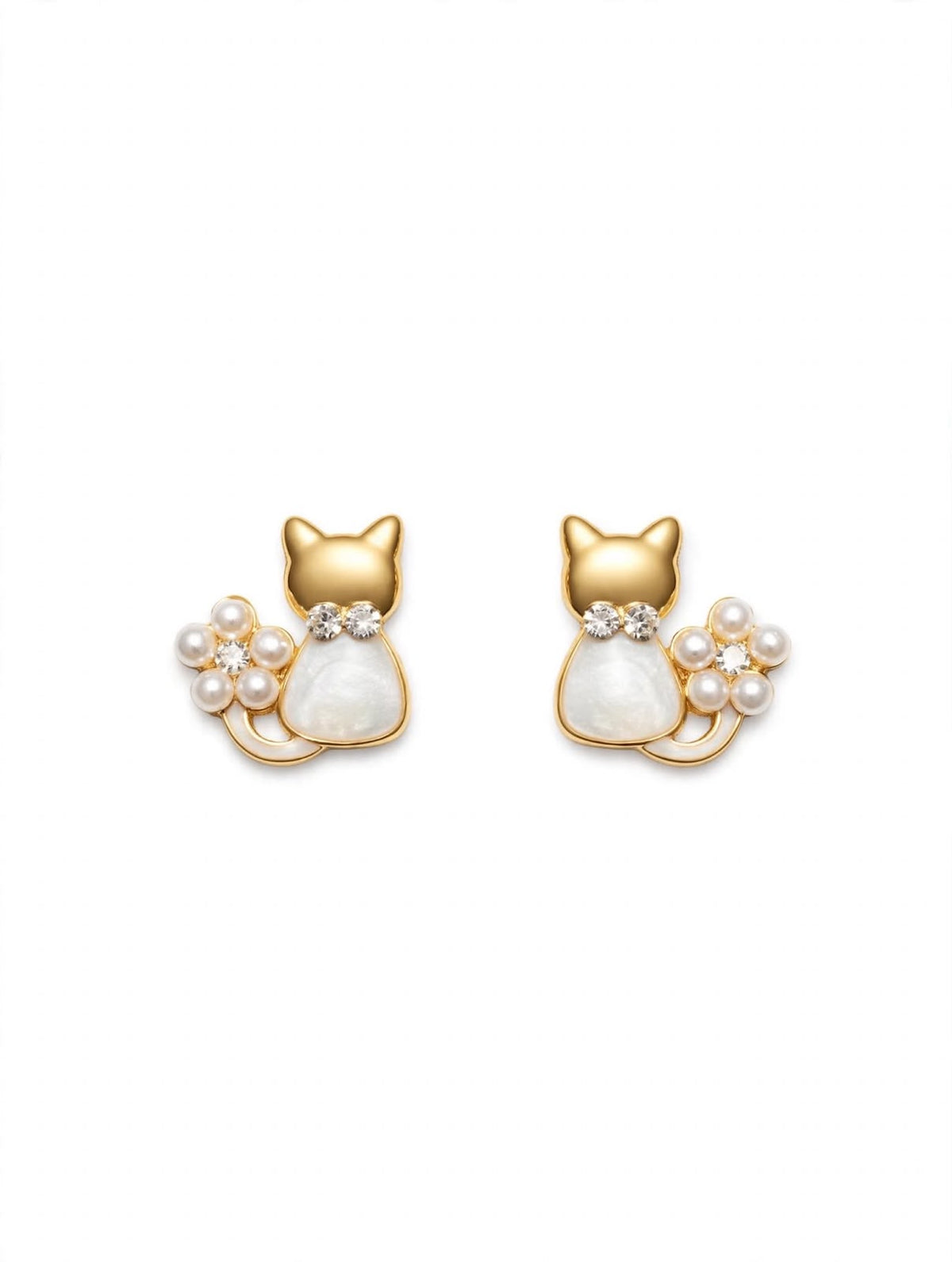 Pearl Paw Kitty Stud Earrings
