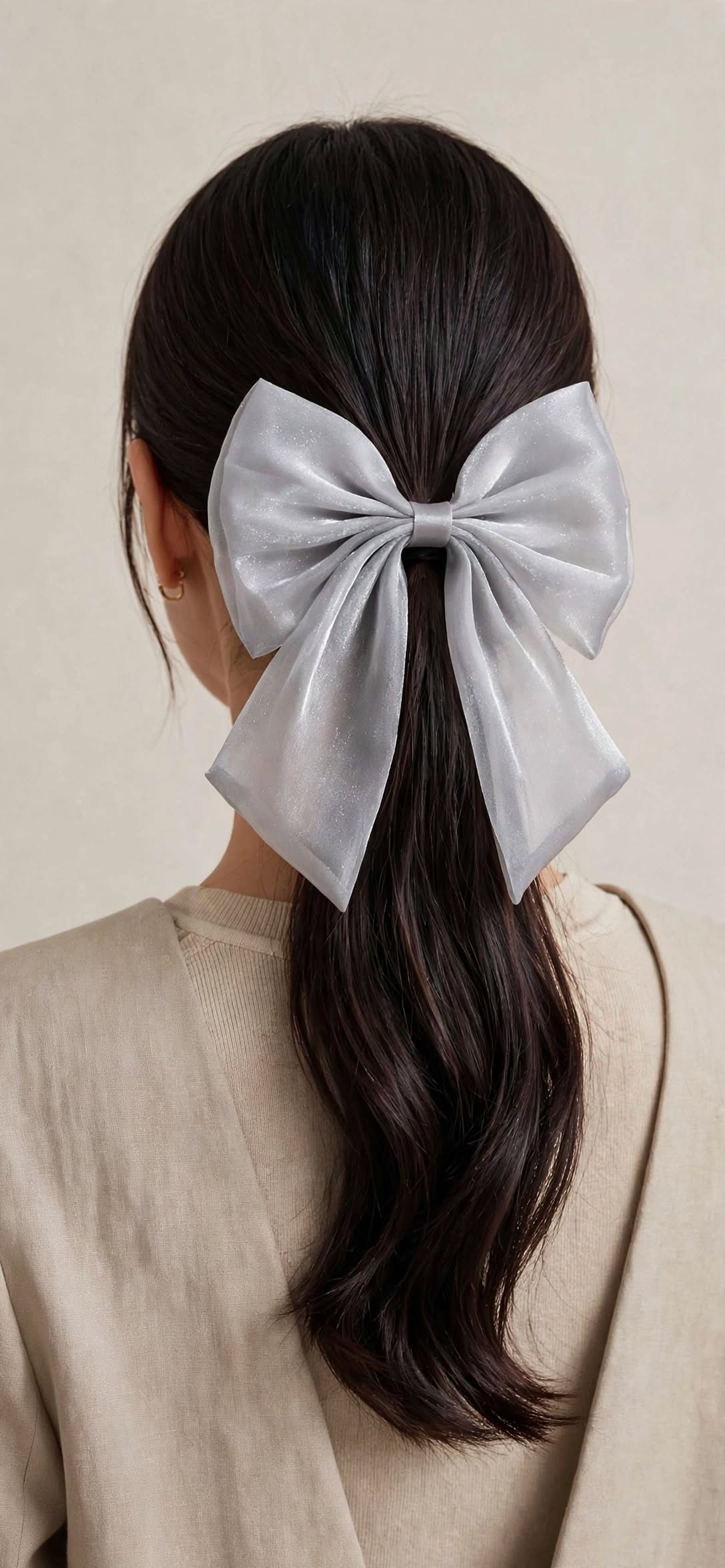 Coquette Organza Bow Hair Clip - Big Tail Bow