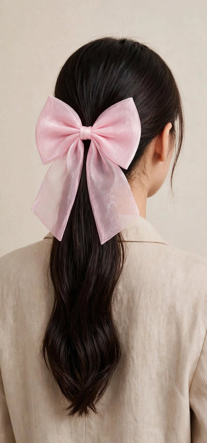 Coquette Organza Bow Hair Clip - Big Tail Bow