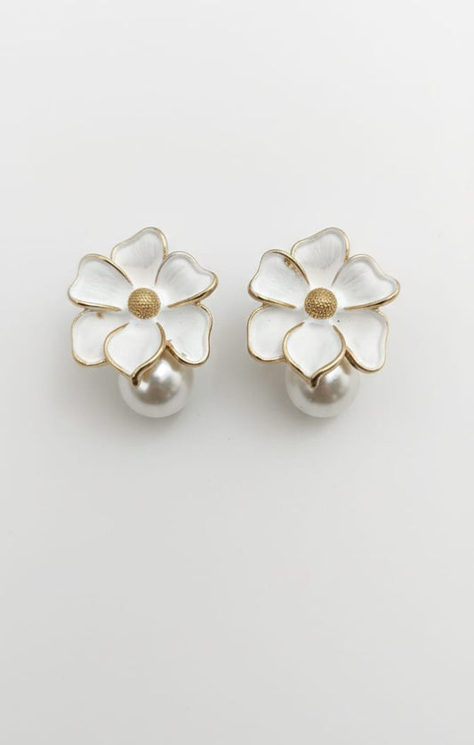 White Enamel Earrings