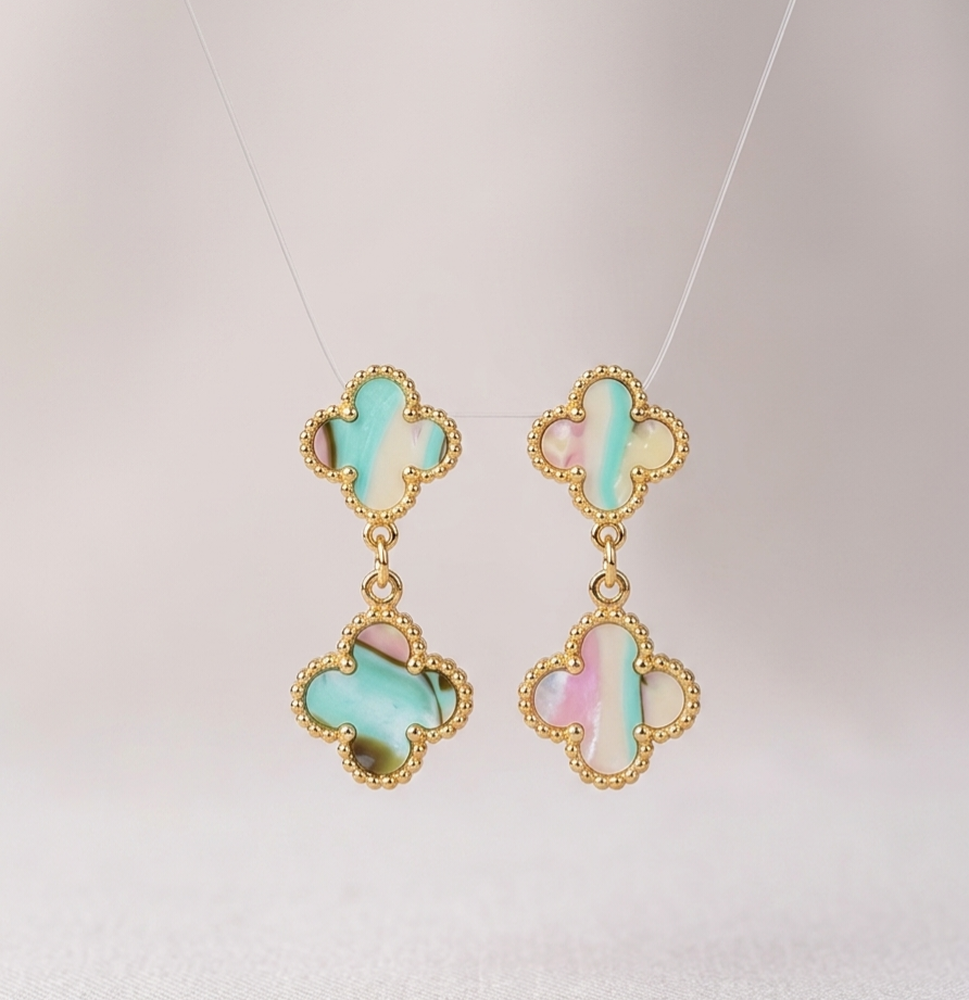 Mother-of-Pearl Clover Drop Earrings