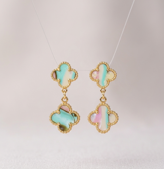 Mother-of-Pearl Clover Drop Earrings