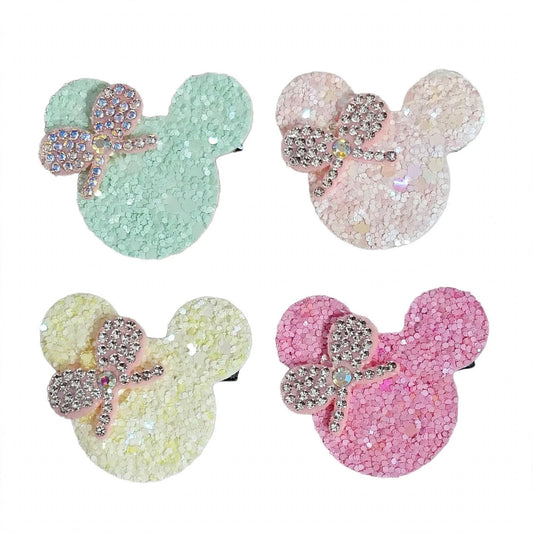 Glitter Mouse Ear Hair Clips