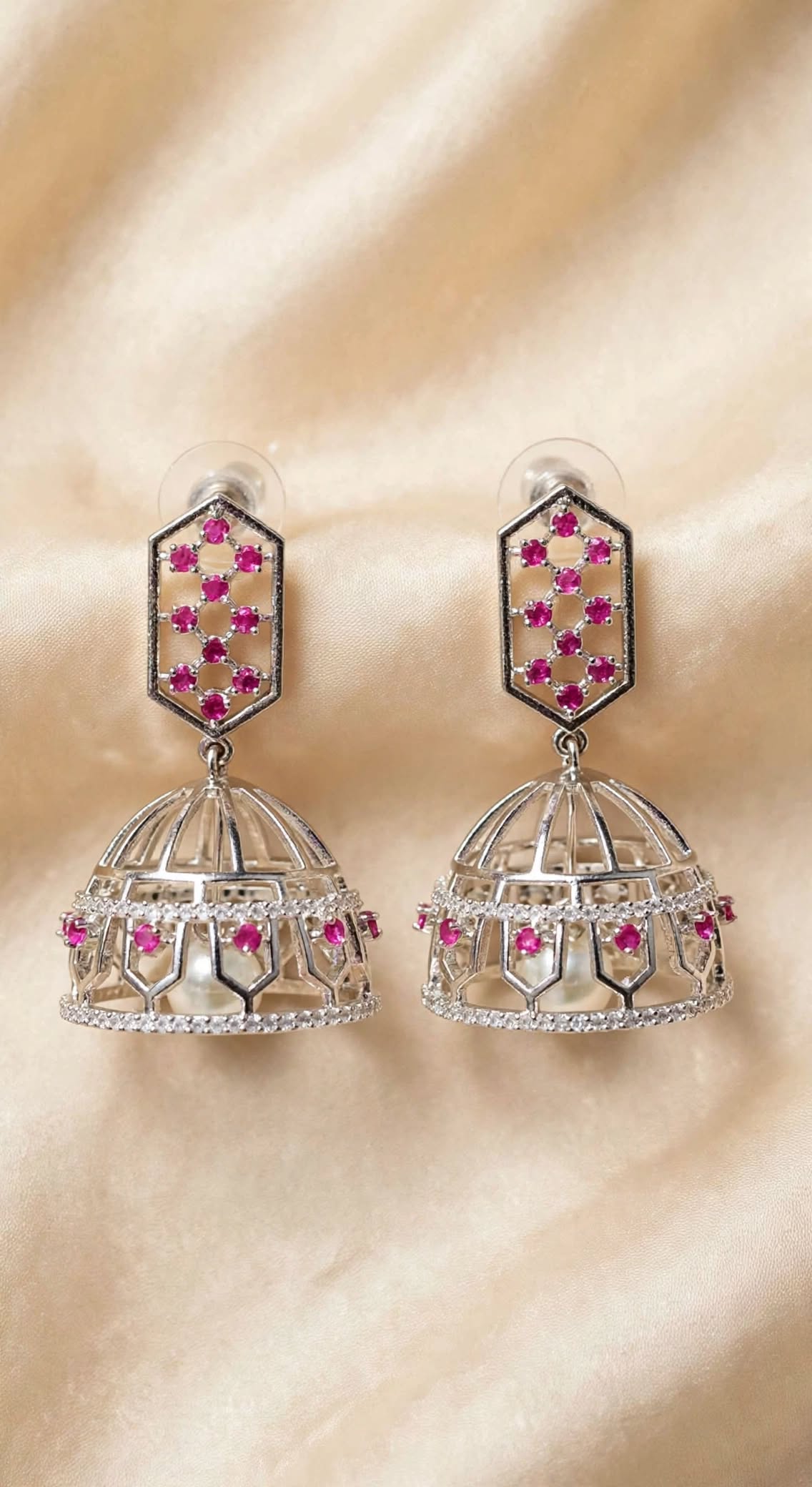 Noor Ruby Pearl Jhumka Earrings