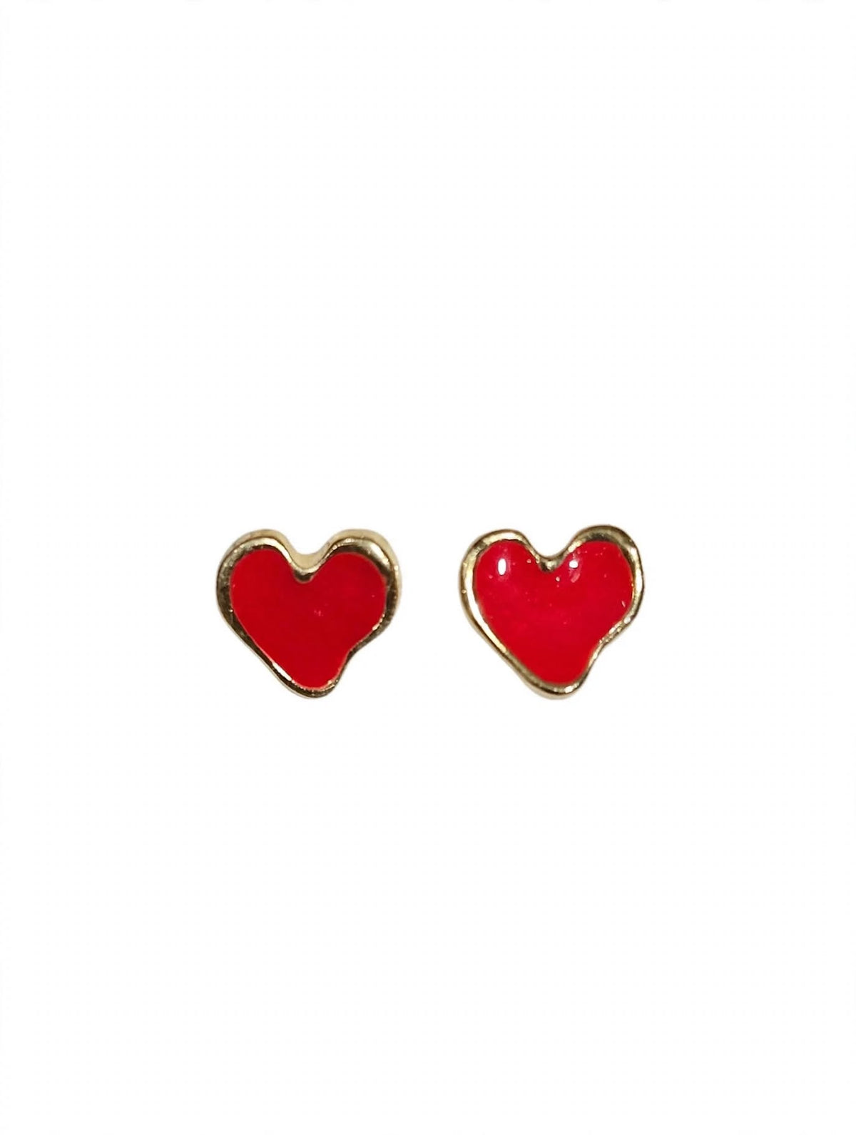 Mini Enamel Heart Stud Earrings