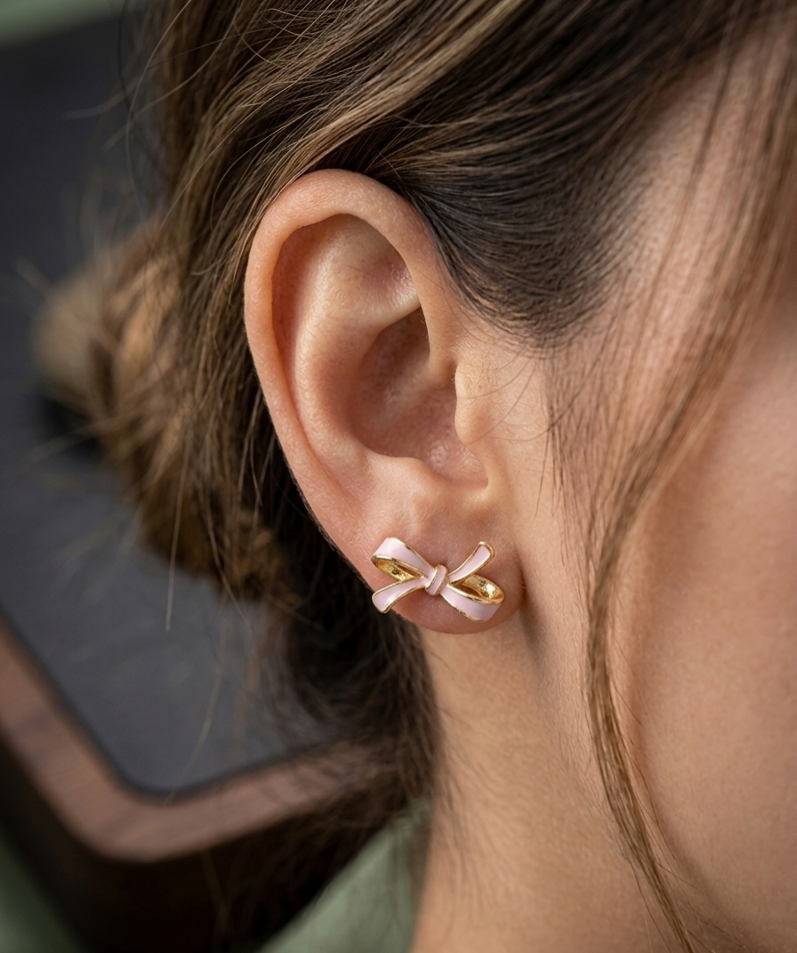 Lavender Enamel Ribbon Studs