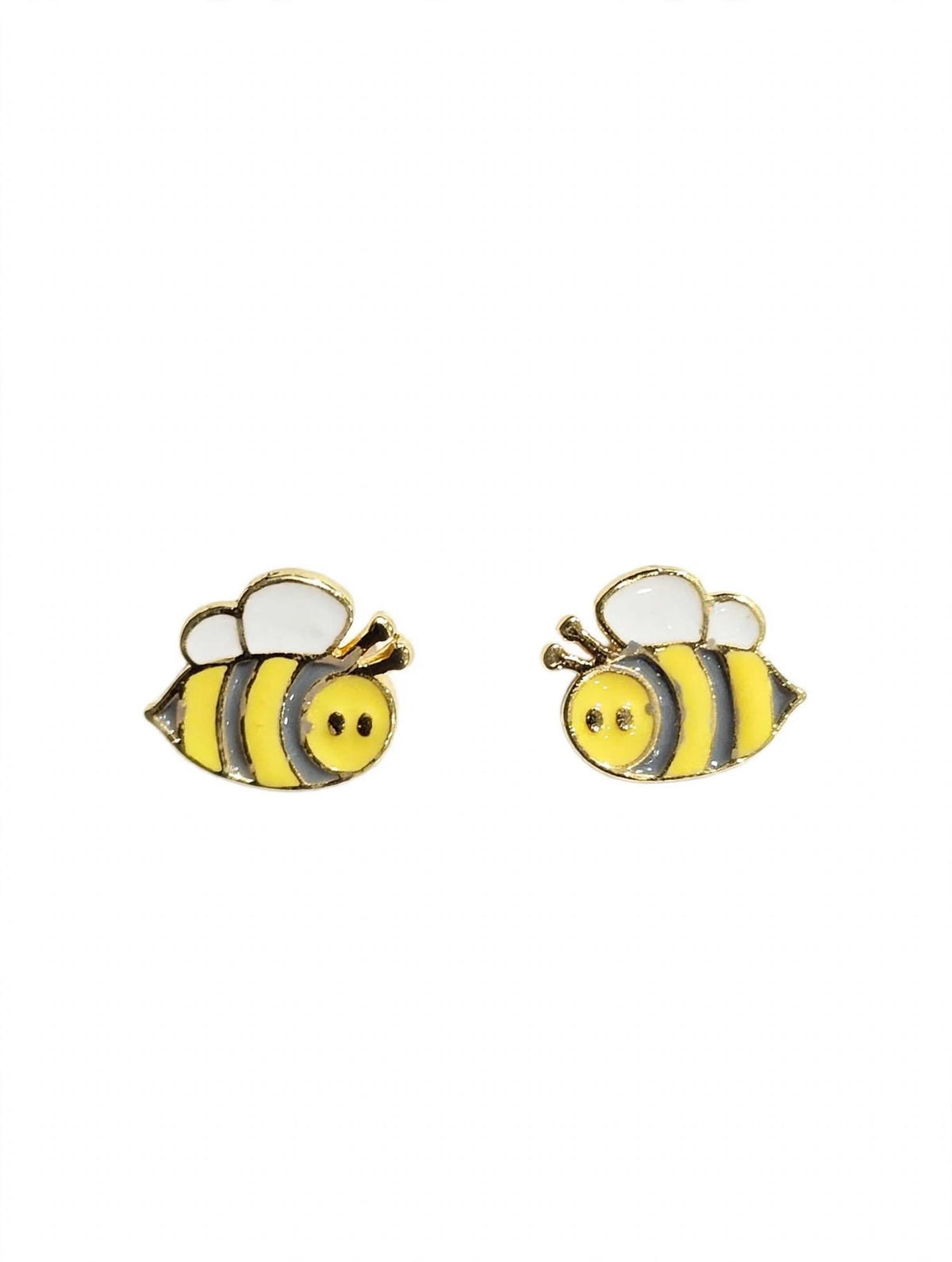 Yellow Smiley Bee Enamel Stud Earrings
