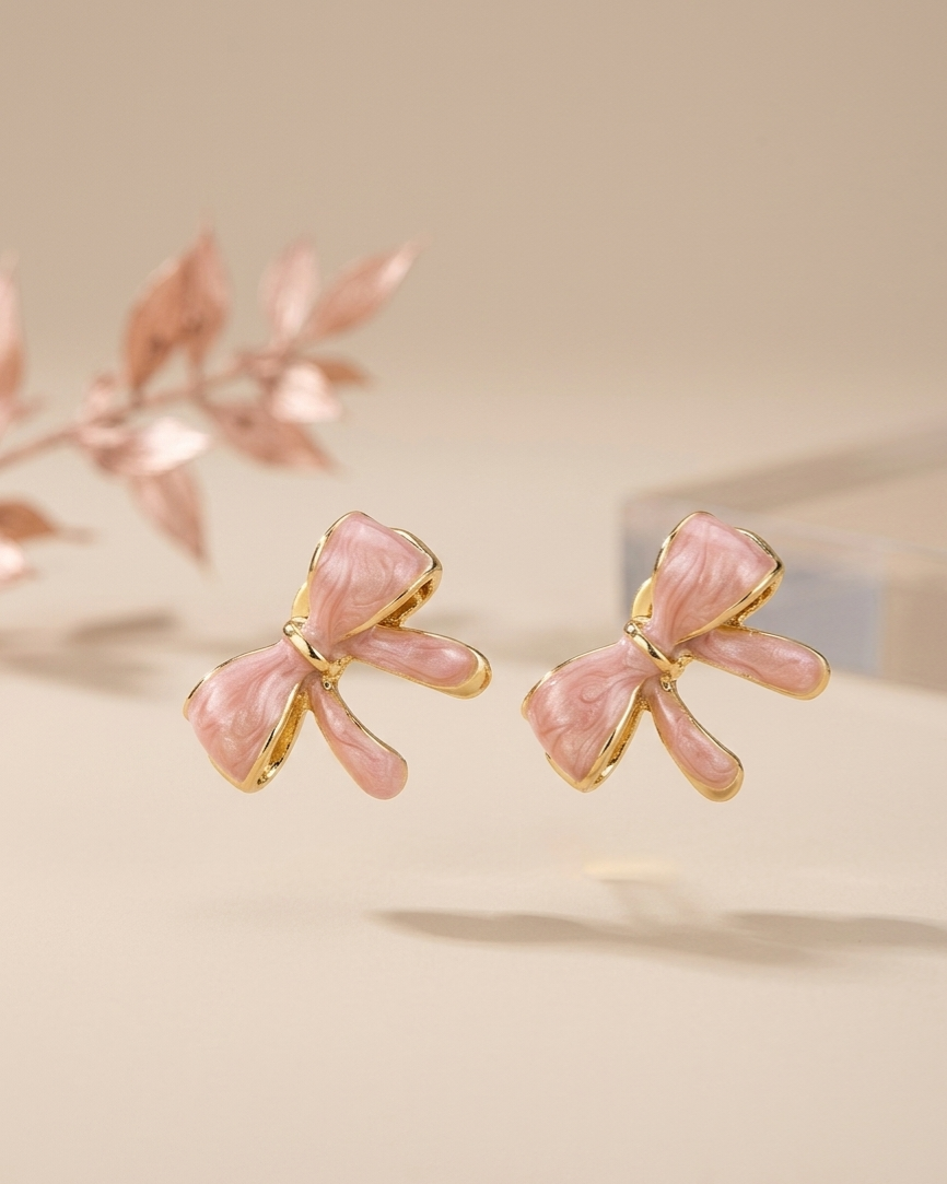 Coquette Enamel Bow Stud Earrings