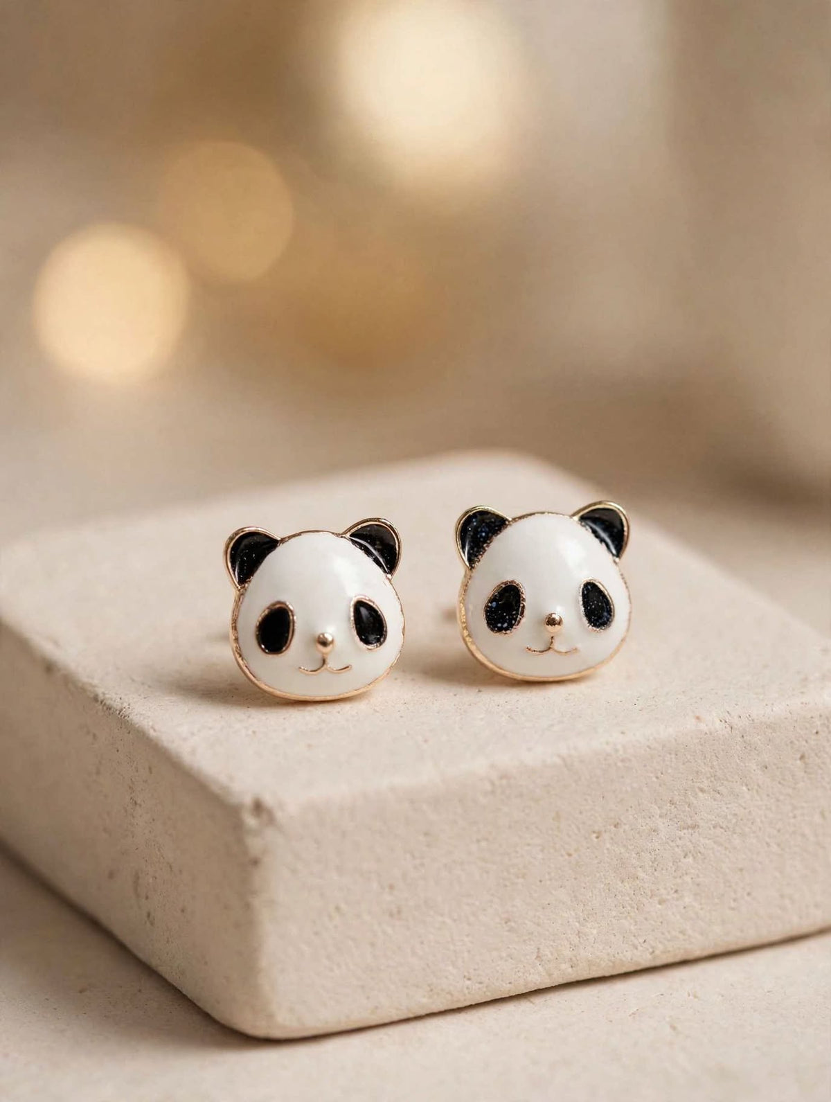 Cute Panda Face Enamel Stud Earrings
