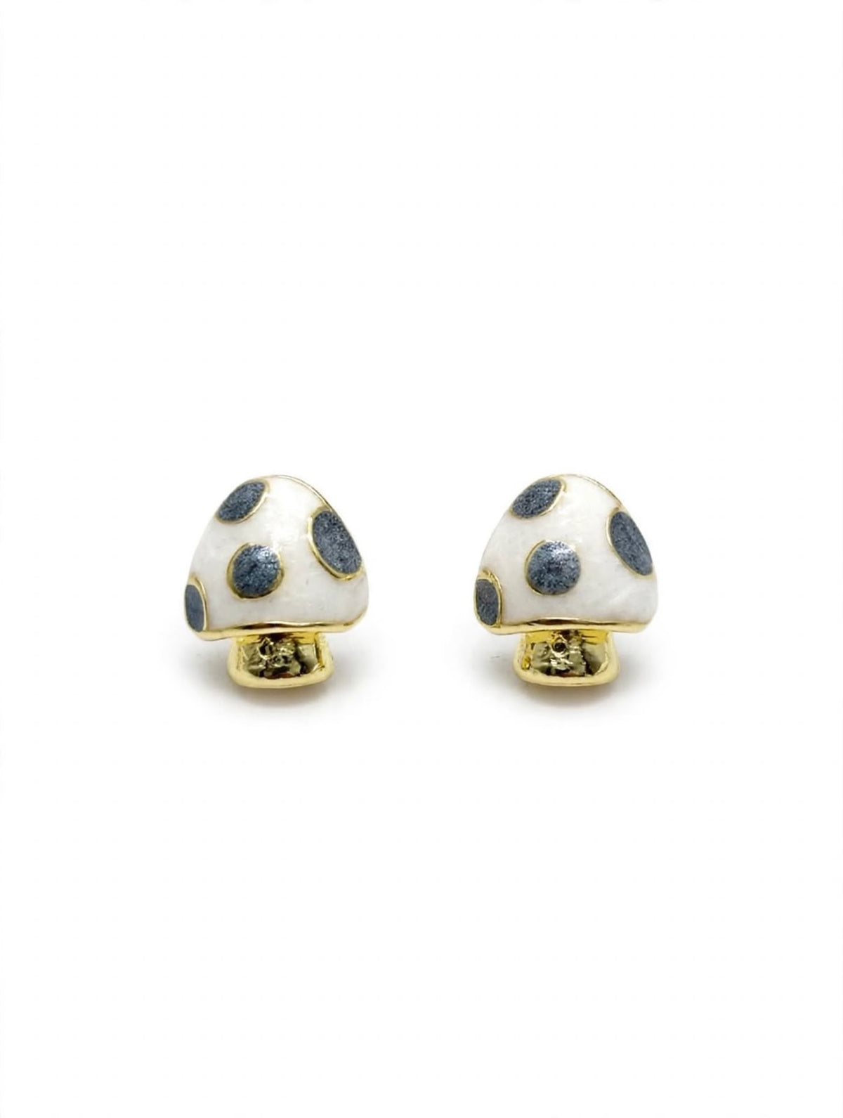 Mushroom Stud Earrings Enamel Polka Dot