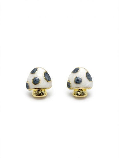 Mushroom Stud Earrings Enamel Polka Dot