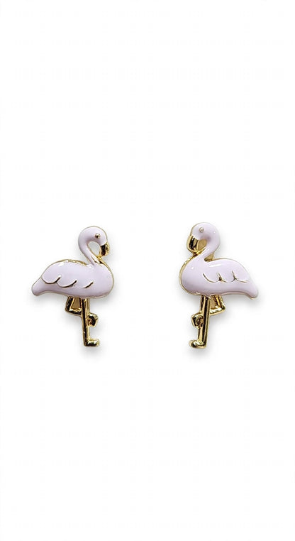 Flossie the Flamingo - Pink Enamel Stud Earrings