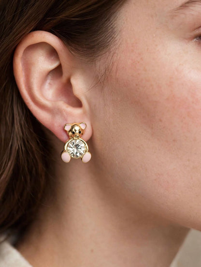 Cute Crystal Bear Earrings