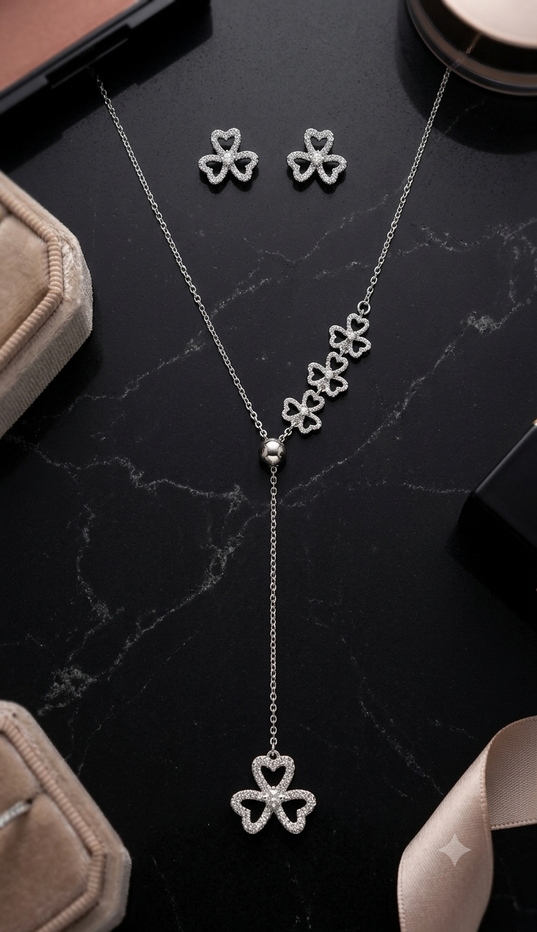 Sparkling Clover Y-Necklace