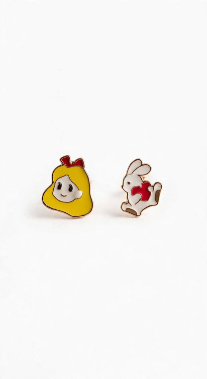 Alice & Bunny Mismatched Stud Earrings