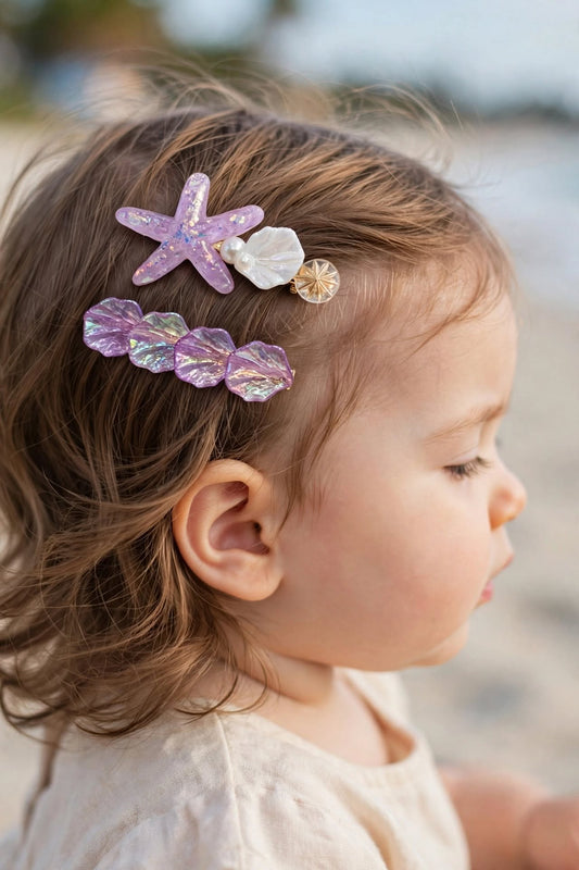 Glitter Seashell Toddler Hair Pins Set of 2