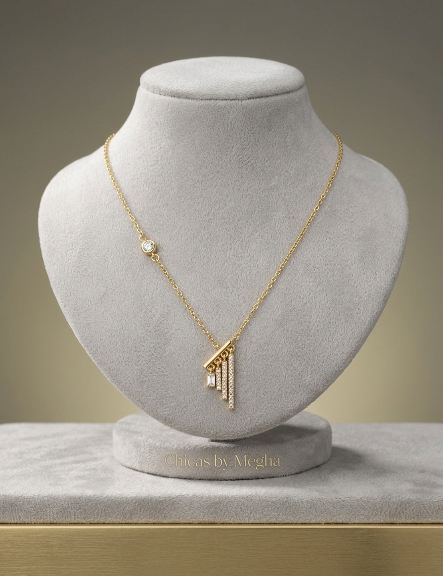 Cascading Crystal Bar Necklace