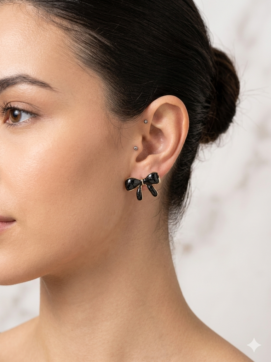 Coquette Enamel Bow Stud Earrings