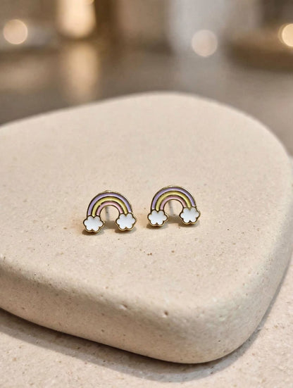 Pastel Rainbow Cloud Stud Earrings