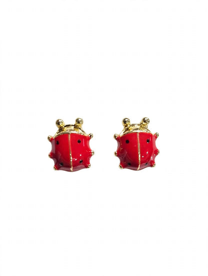 Enamel Ladybug Stud Earrings