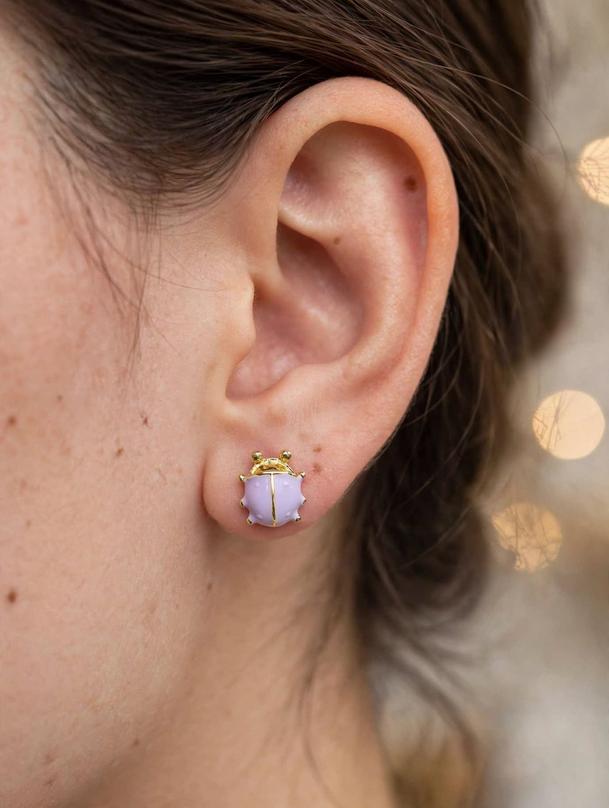 Enamel Ladybug Stud Earrings