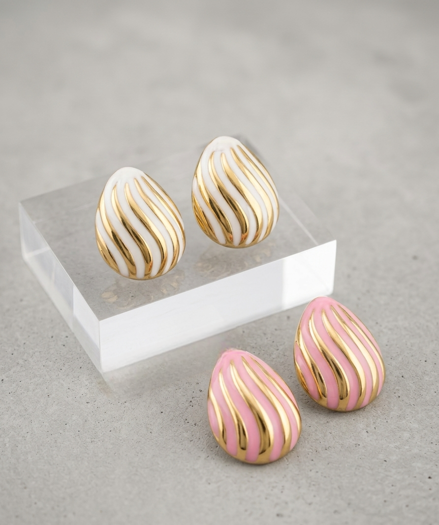 Vintage Wave Enamel Studs