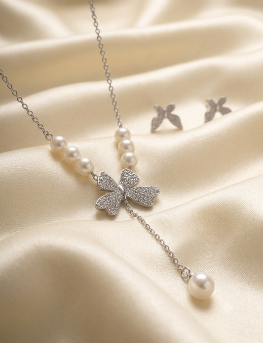 Flutter & Pearl Delicate Y-Necklace Set