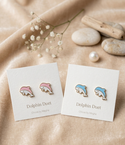 Dolphin Cute Enamel Stud Earrings
