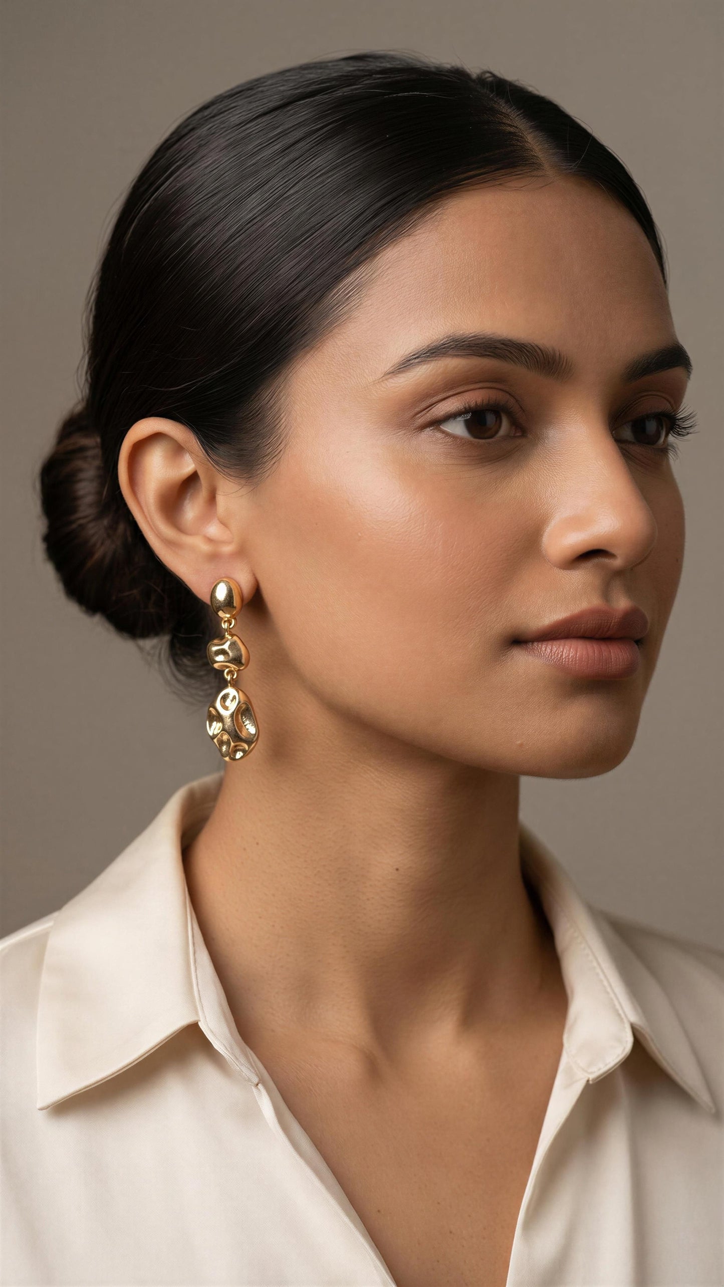 Gilded Pebble Drop Earrings