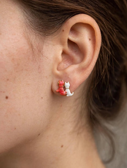 BFF Cuddling Cats Stud Earrings