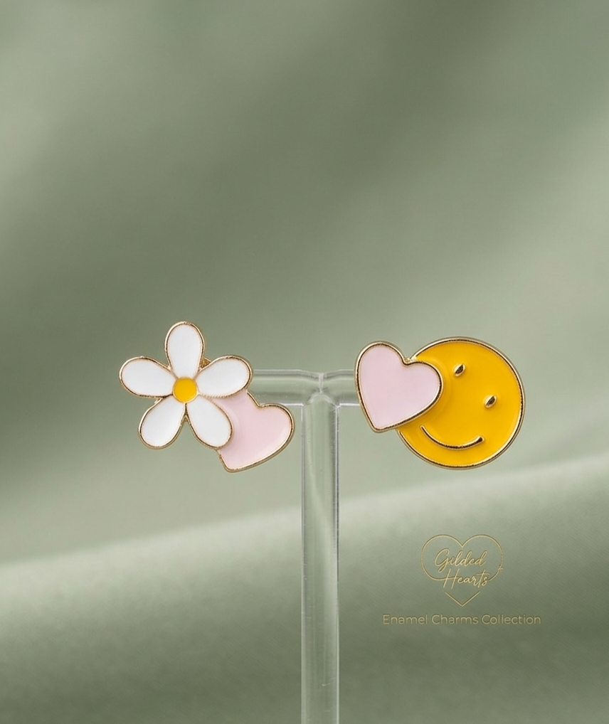 Happy Daisy & Heart Mismatched Studs