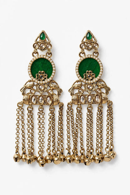Gold Tassel Earrings with Ghungroo