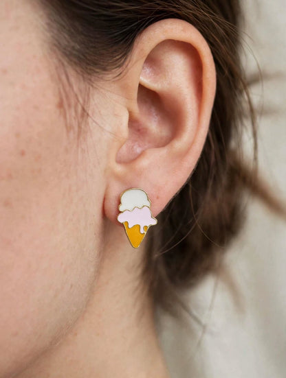 Sweet Scoop - Ice Cream Cone Stud Earrings