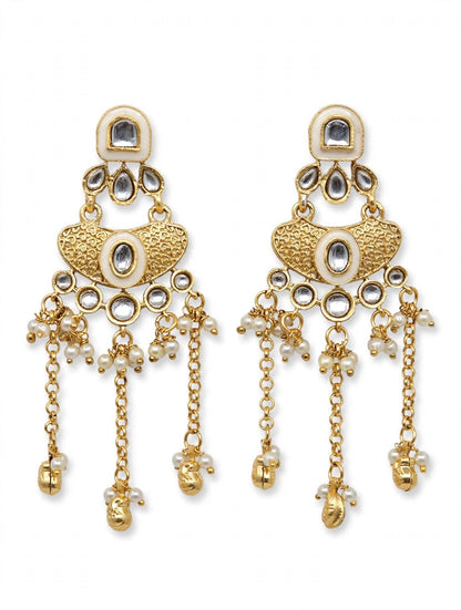 Noor Kundan Chandelier Earrings with Pearl Drops