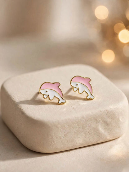 Dolphin Cute Enamel Stud Earrings
