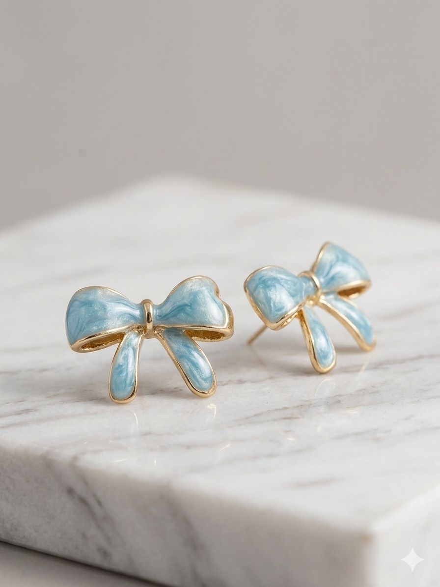 Coquette Enamel Bow Stud Earrings