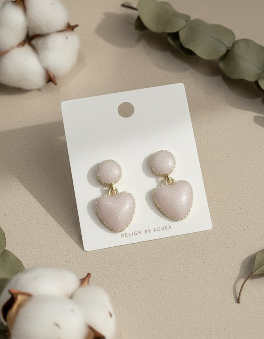 Sweetheart Marble & Shimmer Drop Earrings