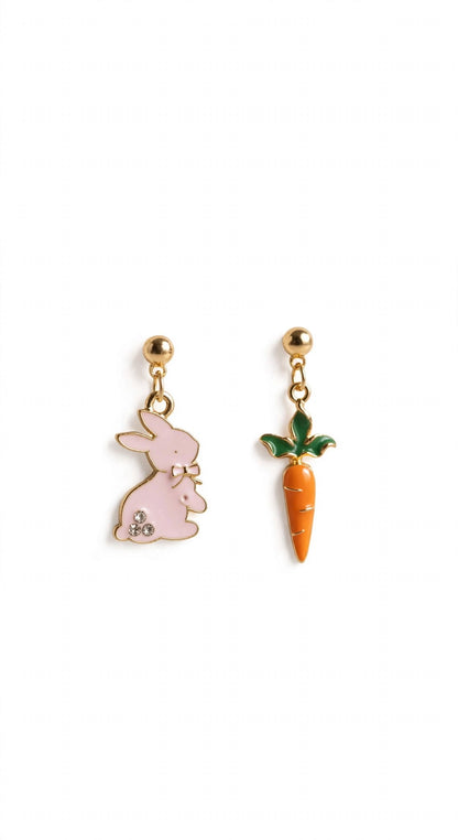 Bunny & Carrot - Dangle Mismatched Drop Earrings