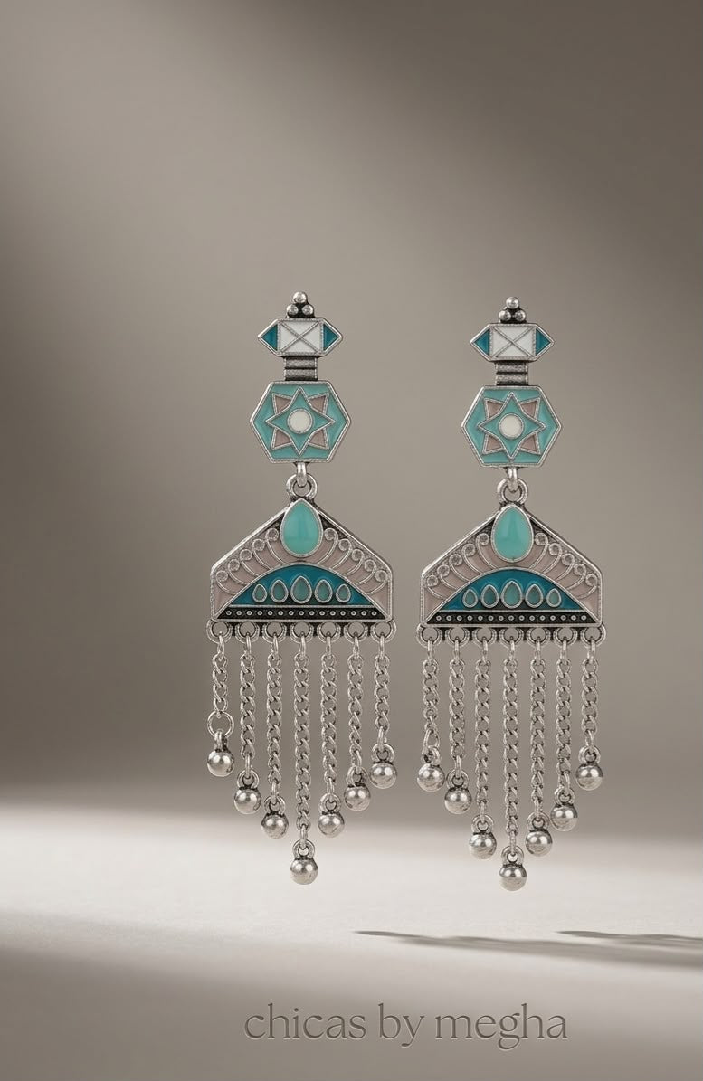The Roohani Meenakari Tassel Drop Earrings